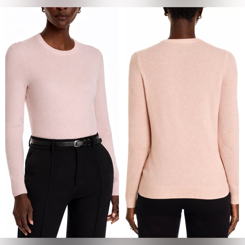 C by Bloomingdale's 100%Cashmere Sweater Pink Pullover Sz L Quiet Luxury Preppy